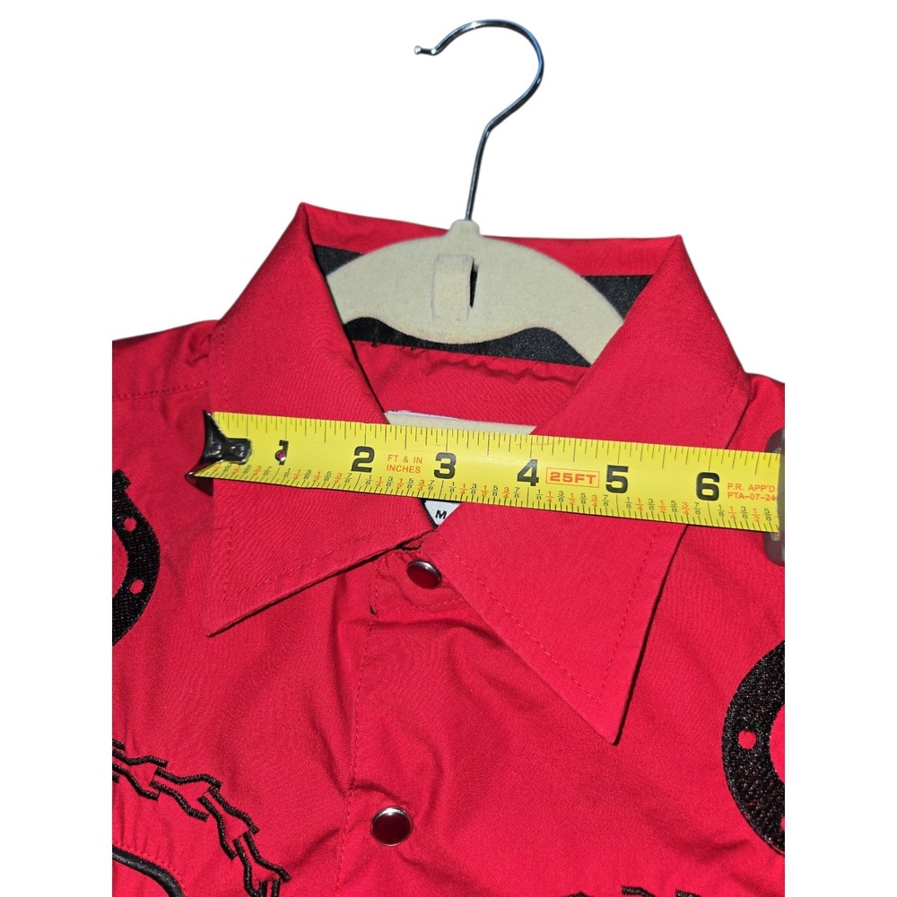 Ace Of Diamond Western Shirt Men's M Embroidered Pearl Snap Shirt Red EUC - Picture 10 of 16